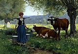 Milkmaid with Cows 2 by Julien Dupre